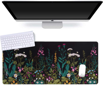 Extended Gaming Mouse Pad (35.4X15.7 In), Large Stable Rubber Base Mousepad with Stitched Edges, Keyboard Mouse Mat Desk Pad for Work, Game, Office, Home - Weeds