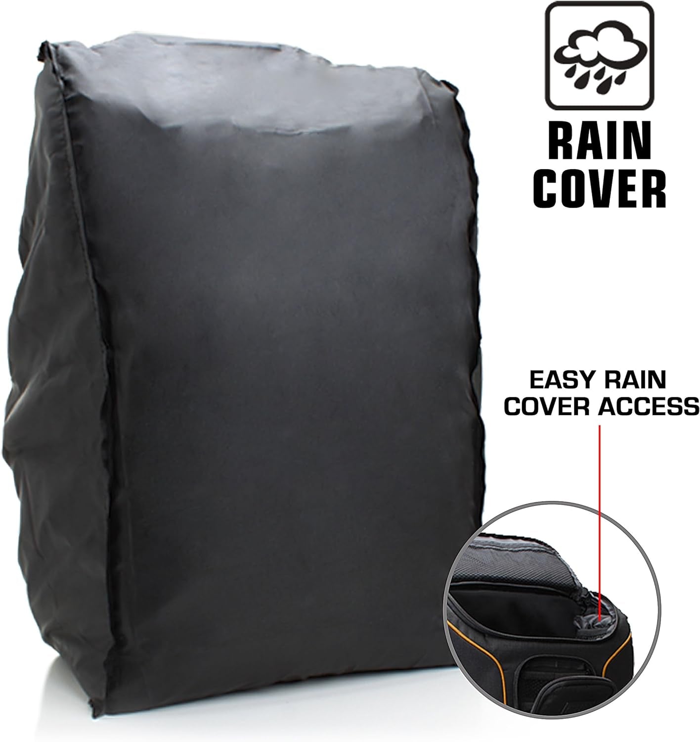 DSLR Camera Backpack Case (Orange) - 15.6 Inch Laptop Compartment, Padded Custom Dividers, Tripod Holder, Rain Cover, Long-Lasting Durability and Storage Pockets - Compatible with Many Dslrs