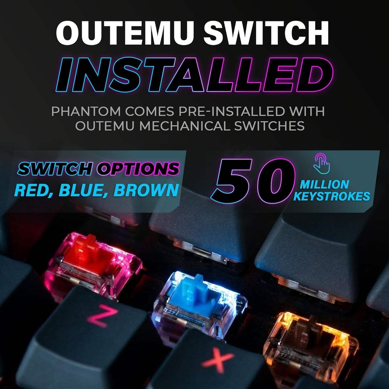 Phantom 87 Key Mechanical Keyboard, RGB Led, Outemu RED Switch