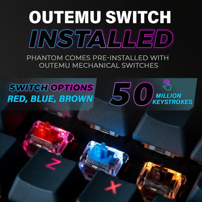 Phantom 87 Key Mechanical Keyboard, RGB Led, Outemu RED Switch