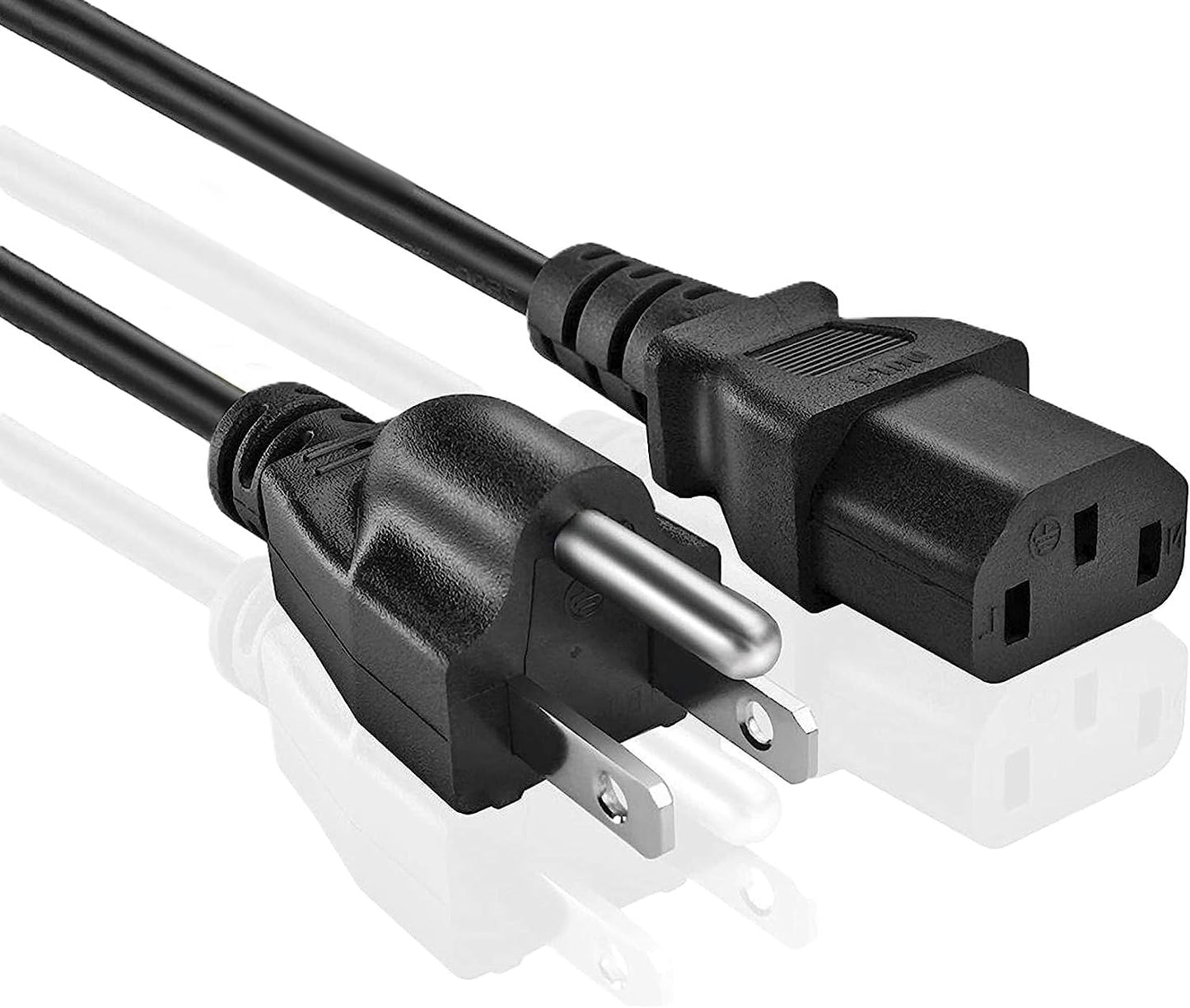 18 AWG Universal Power Cord – Replacement 3-Prong Power Connector Works for Computer, Pcs, Monitors, Printers, Amplifiers, Scanners, TV (IEC320 C13 to NEMA 5-15P) (3-Feet)